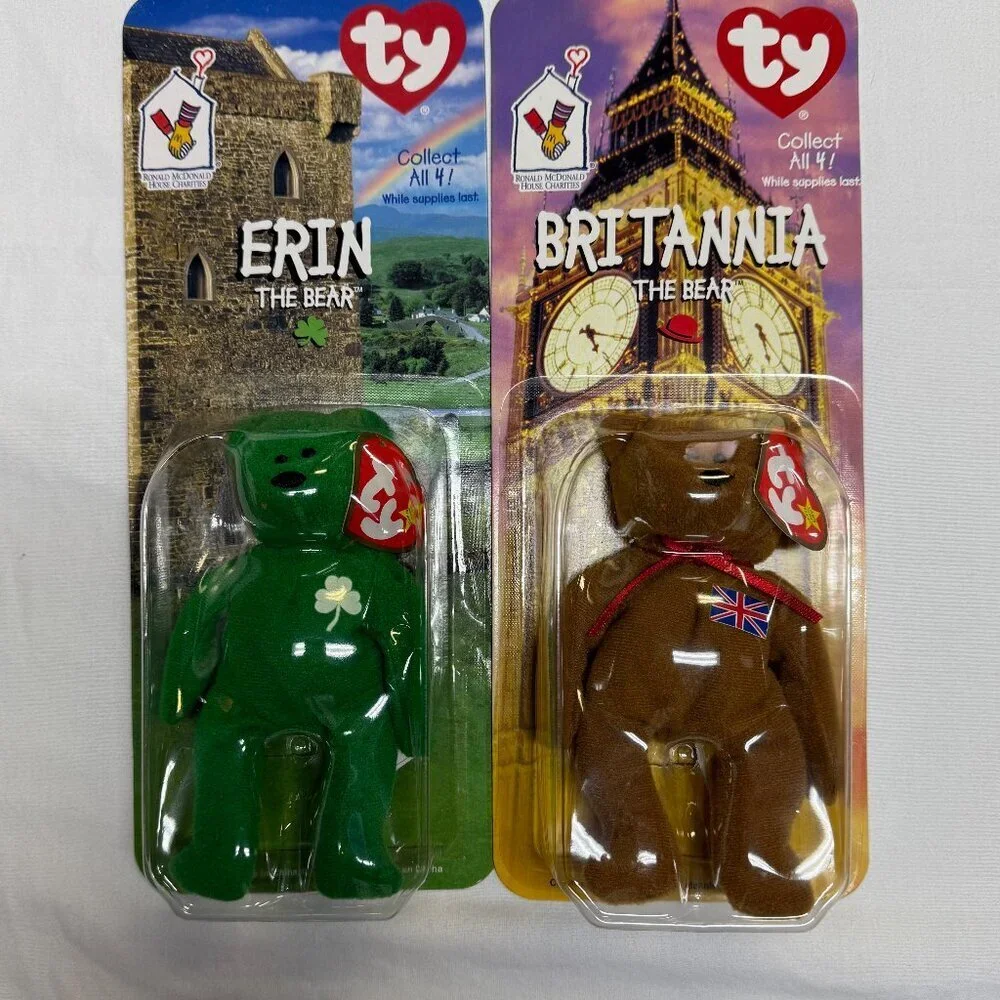 McDonald's Ty Beanie Babies‎ 1999 Bears Set of 4 NIB Erin Glory Britannia Maple